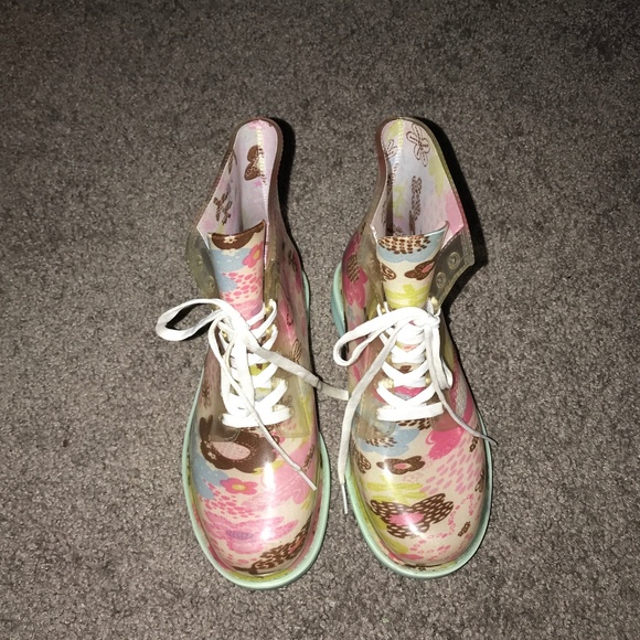Lace up floral print rain boots - Picture 3 of 5